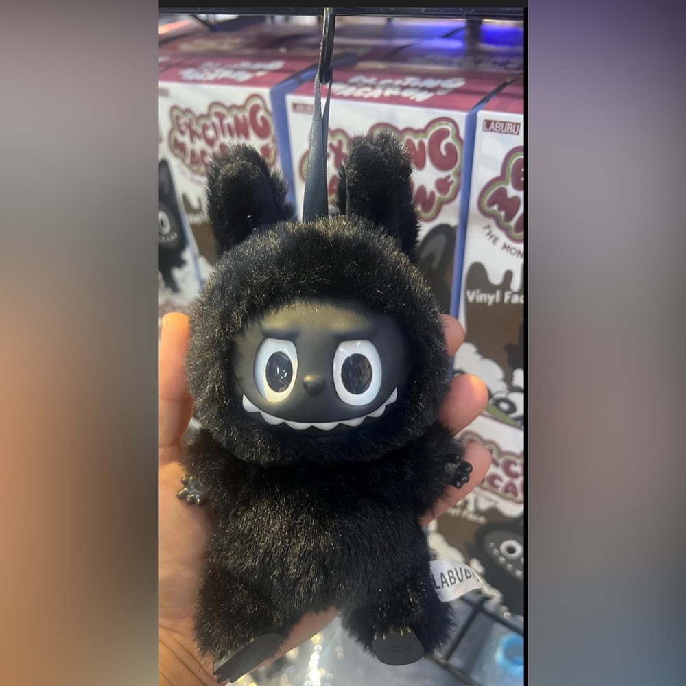 Black Furry Monster Keychain
